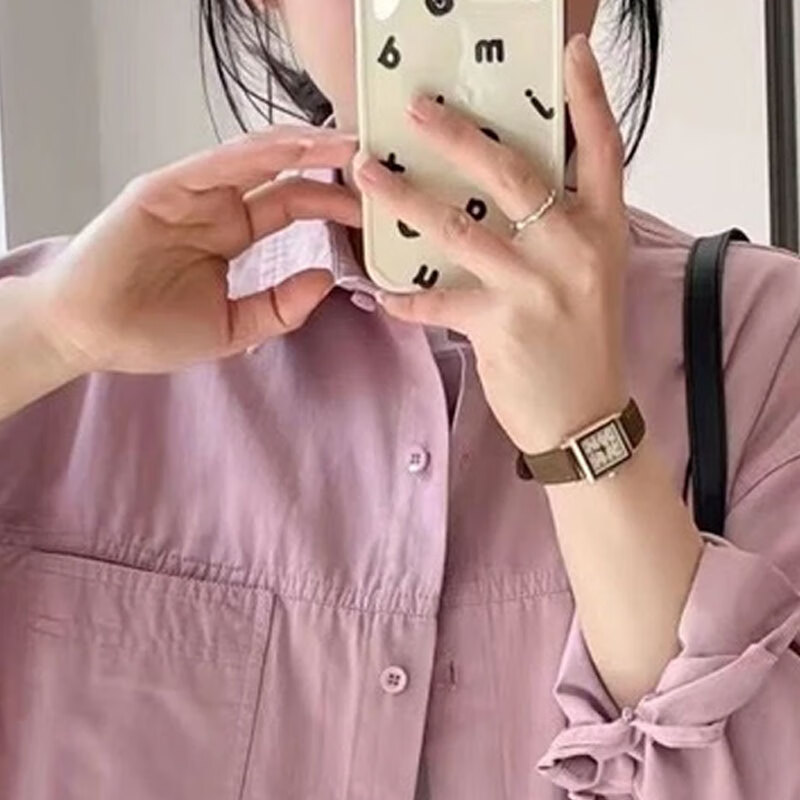 子牧棉麻2025秋装 女百搭长袖韩版小众设计感衬衣宽松百搭衬衫8013 蔷薇粉 L (建议115-125斤)