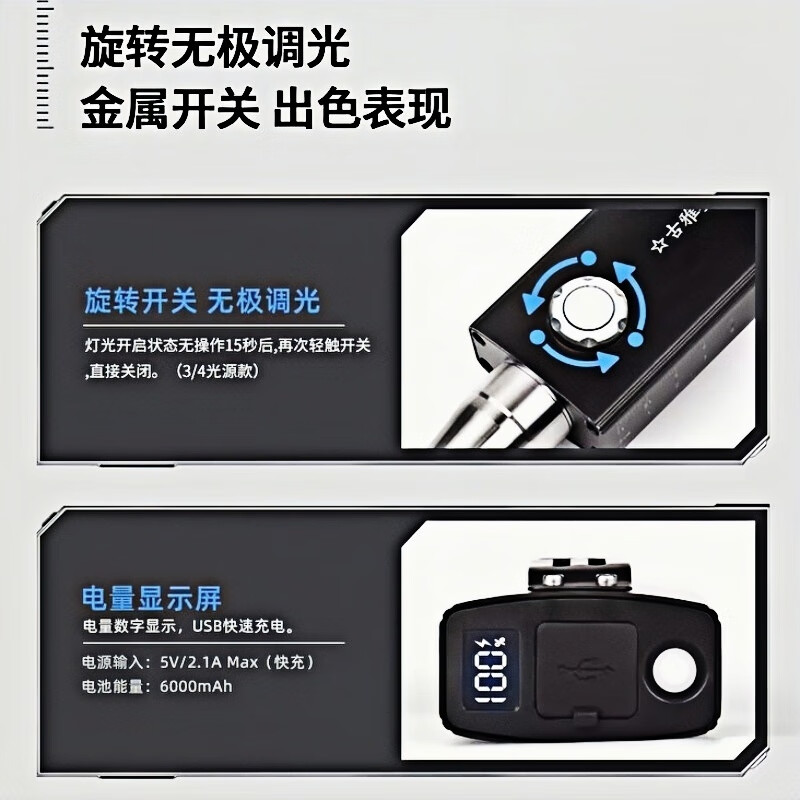 照玉石专用强光手电筒可充电大功率翡翠原石珠宝蜜蜡荧光剂鉴定灯 长款【三光源】礼盒套装