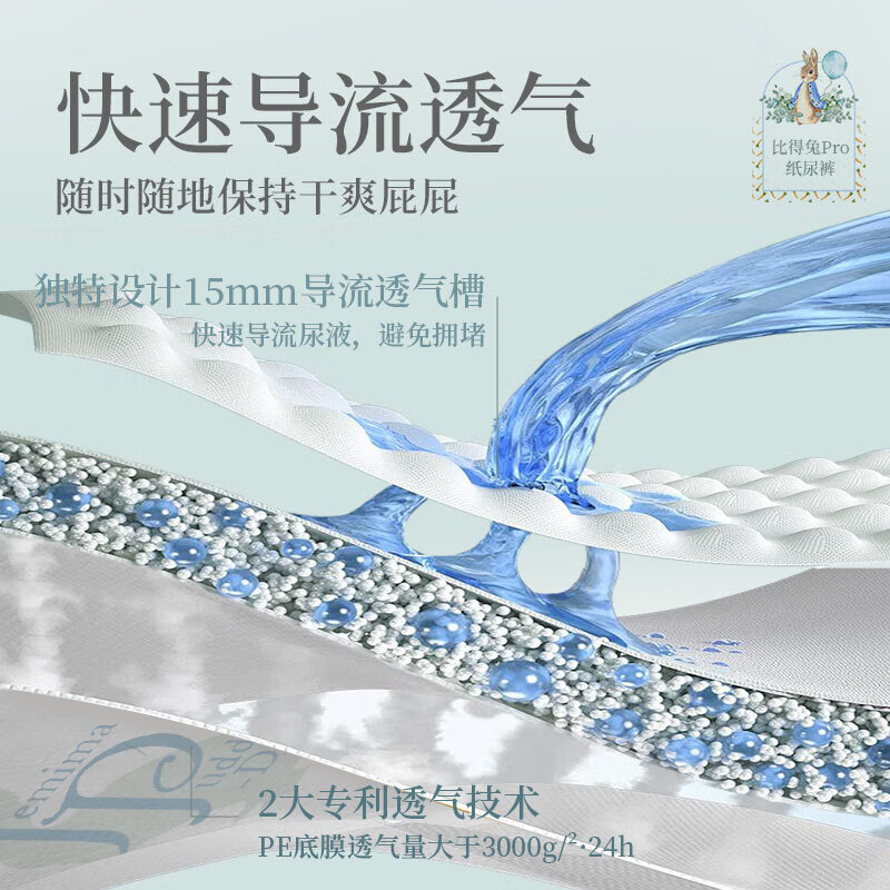 凯儿得乐比得兔纸尿裤 透气超薄四季适用 婴儿尿不湿 新生儿纸尿裤 腰贴型M码96片/箱