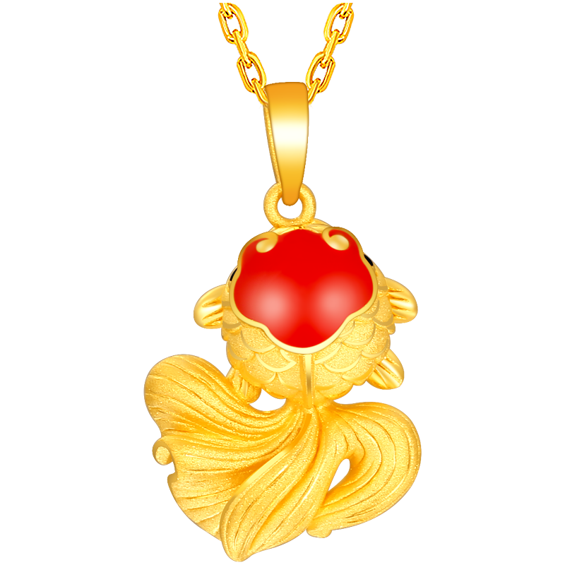 菜百首飾 黃金吊墜 足金3D金魚(yú)吊墜 可愛(ài)紅色金魚(yú)掛墜 波波魚(yú)  計(jì)價(jià) HJ 黃金吊墜（不含鏈） 約2.59g