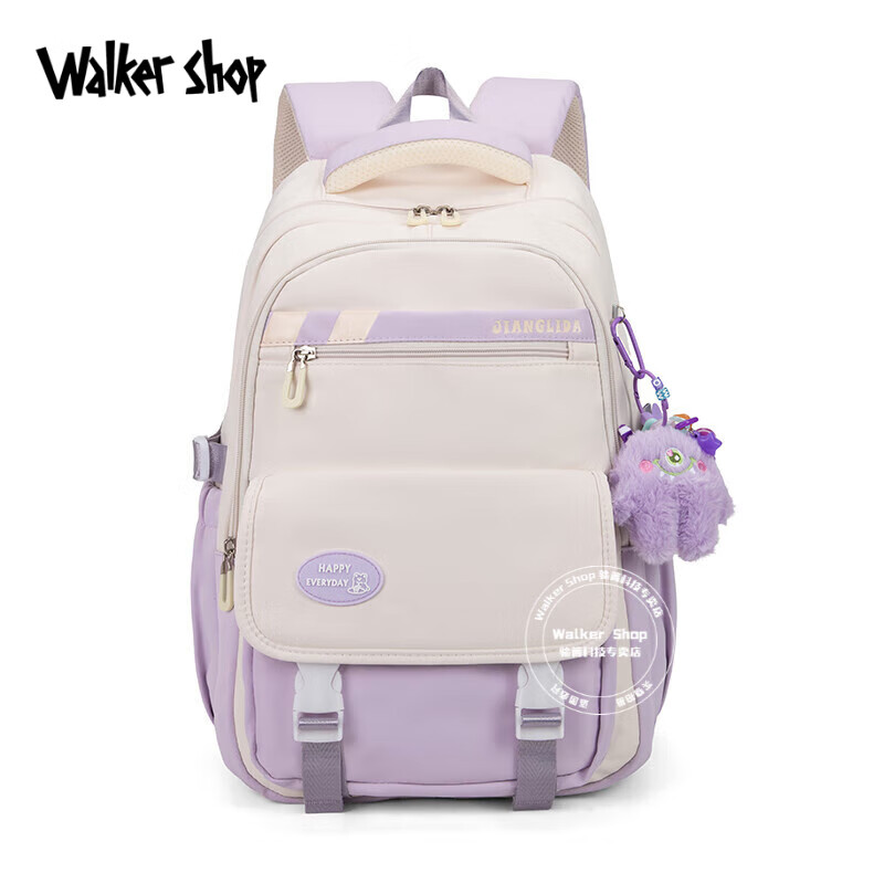 Walker Shop品牌書包高中生雙肩包學(xué)院風(fēng)女生背包中學(xué)生高質(zhì)量大容量初中生書 淺紫色 禮盒裝
