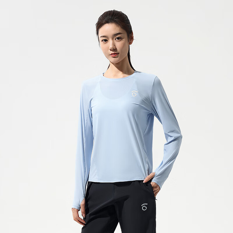 馬孔多（macondo）馬孔多面膜感跑步長袖T恤水潤防曬抗原紗清爽 藍(lán)色微光-女 S