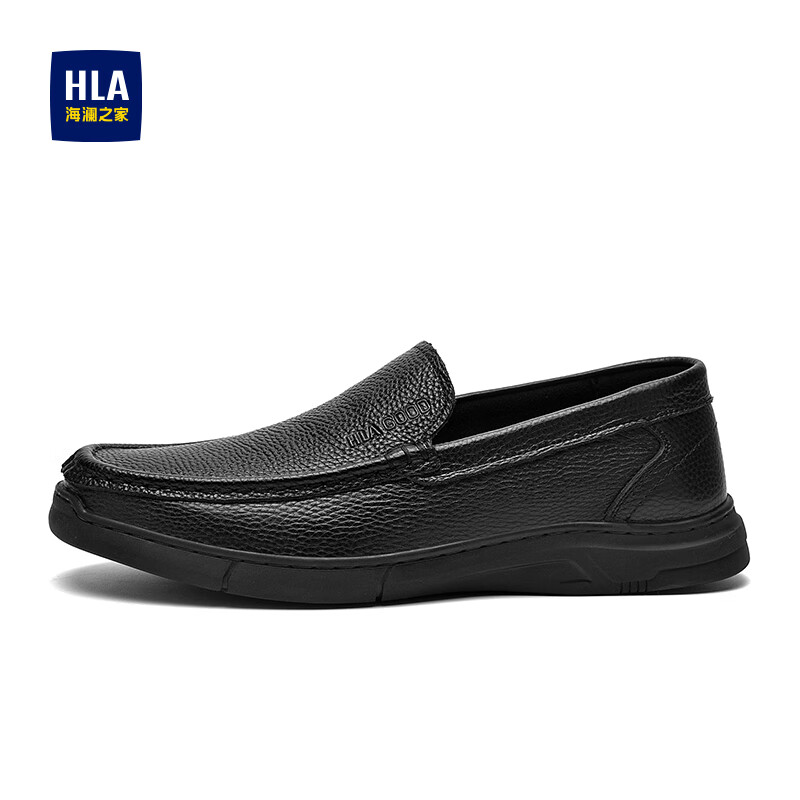 海澜之家男鞋2025新款豆豆鞋男商务休闲皮鞋真皮透气爸爸鞋一脚蹬驾车鞋男 黑色 40