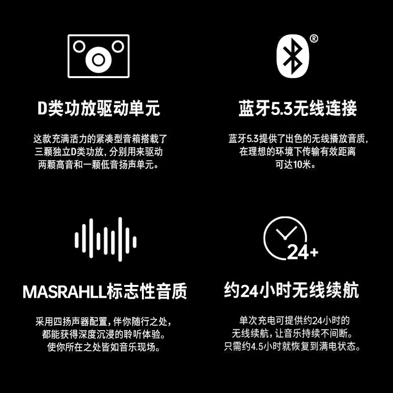 华强北蓝牙音箱ACTON III 台式音响室外M22蓝牙音响M18数码送人低音炮电脑音响适用于马歇尔音响 皓月白顶配版【机械拨杆款】