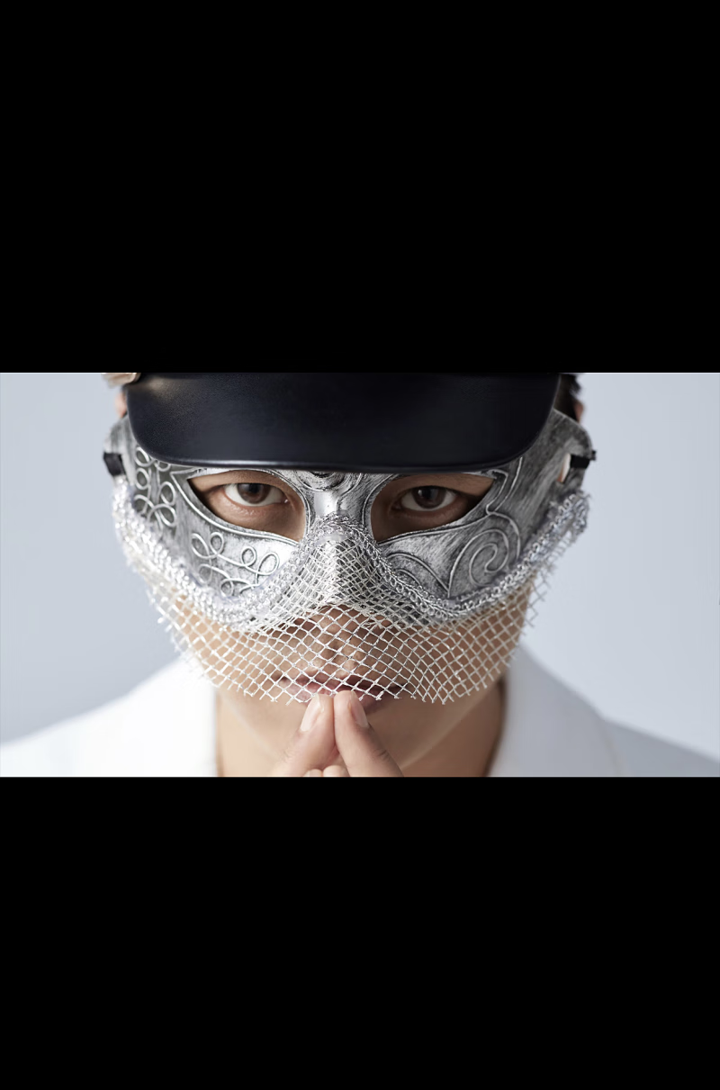 妙普乐蒙面唱将面具男士朋克夸张 银色简约蒙面歌手唱将万圣节假面