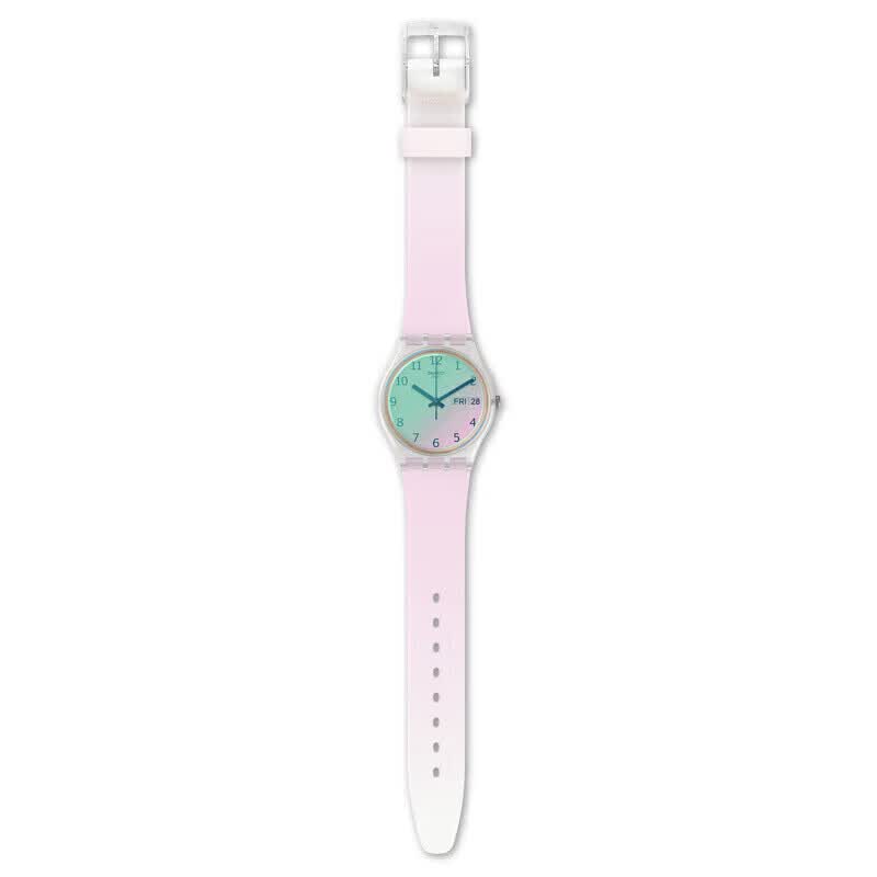 斯沃琪（Swatch）瑞士手表  双日历生日礼物男女时尚初高中学生腕表 【精美礼袋】无尽雪粉 GE714