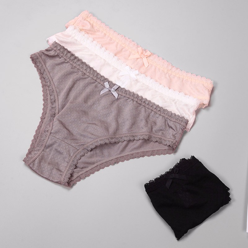 狄兰丝(dilansi)清苍真丝内裤女低腰三角裤可爱小底裤100%桑蚕丝春夏凉感蕾丝花边 灰色 1条 L (建议100-115斤)