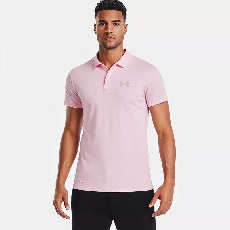 安德玛(Under Armour)冰离子速干短袖T恤男运动透气夏季翻领体恤健身训练修身快干衣 藏青色 861U 2XL 男士145-160斤