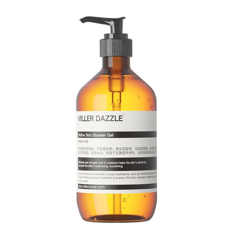 米叻（MILLER DAZZLE）沐浴露男士清爽不假滑沐浴乳古龙香氛留香沐浴液 500ML 焕肤沐浴露
