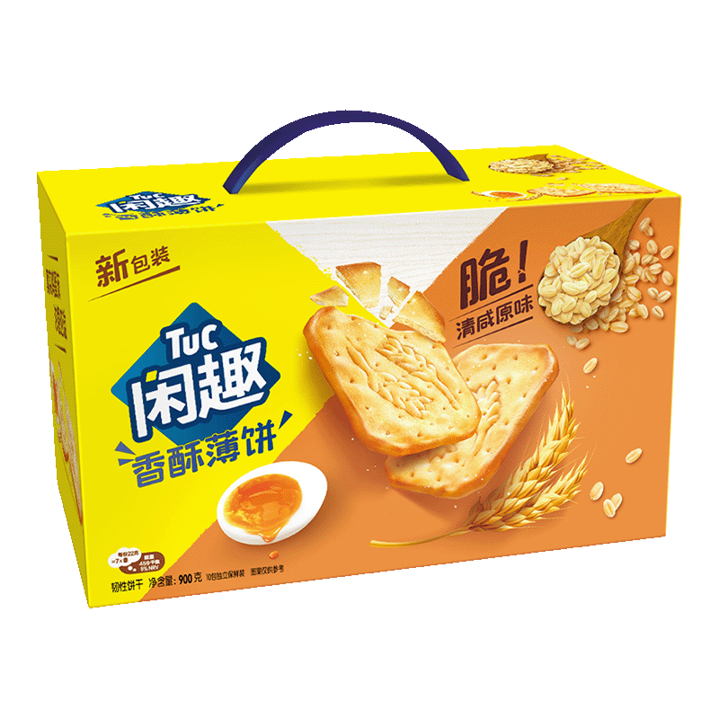 闲趣自然清咸原味年货礼盒900g 薄脆饼干 办公室休闲零食 早餐下午茶