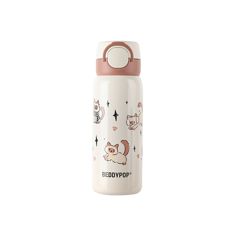 杯具熊（BEDDYBEAR）海浪雙飲保溫杯女316不銹鋼便攜車載水杯學(xué)生吸管杯子500ML暹羅喵