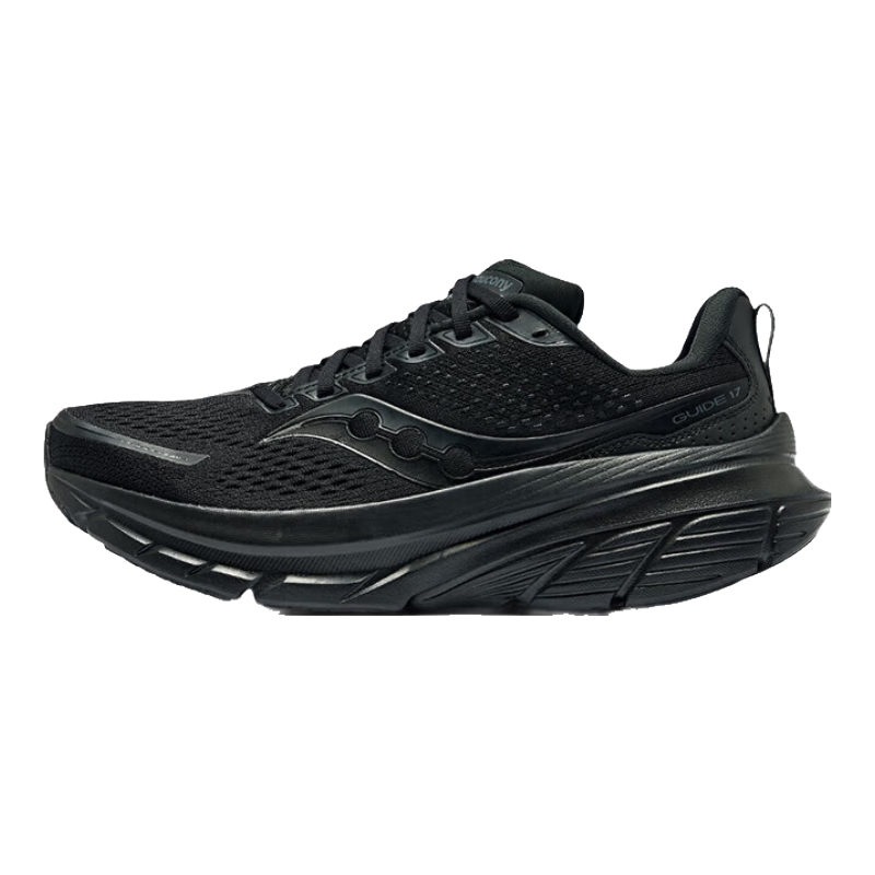 Saucony索康尼向?qū)?7穩(wěn)定支撐跑鞋男緩震透氣跑步鞋訓(xùn)練運動鞋黑42.5