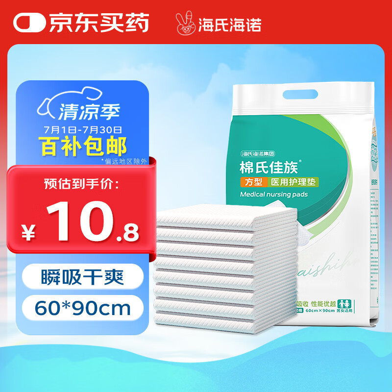 海氏海諾 醫(yī)用護(hù)理墊60*90cm成人嬰兒護(hù)理墊大號(hào)產(chǎn)婦產(chǎn)褥墊護(hù)理墊老人一次性隔尿墊男女通用護(hù)理墊 10片