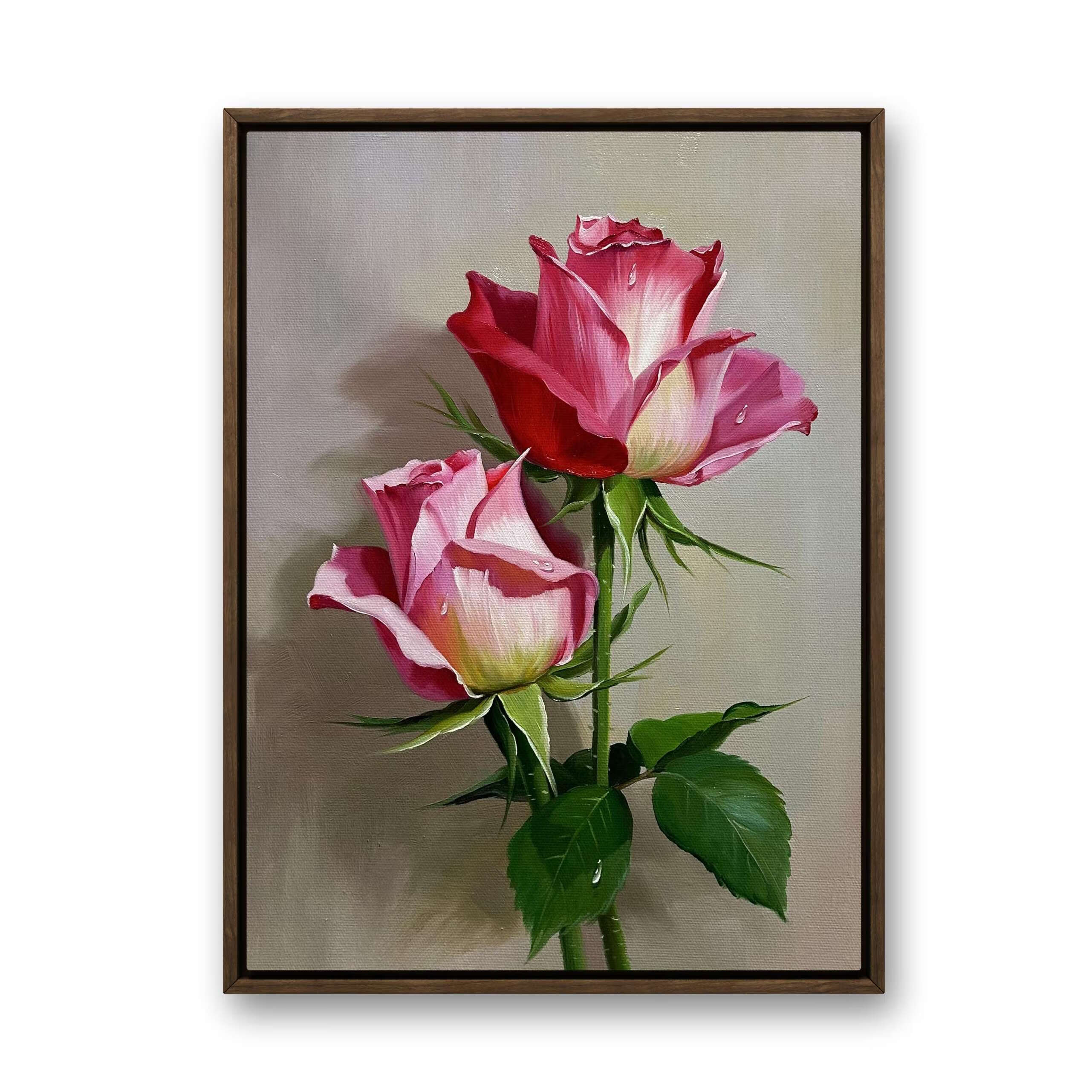 手绘玫瑰花油画月季花卧室挂画餐厅玄关客厅电表箱小幅装饰画现代 1款