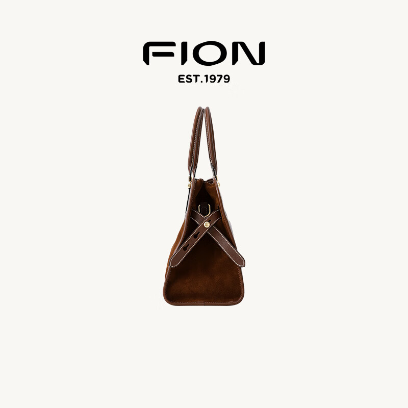 菲安妮(FION)2025新款托特包高级感真皮女包简约手提单肩斜挎包包大容量 啡/棕-大号