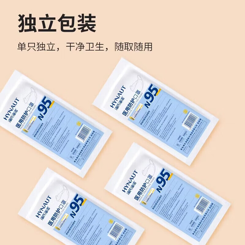 海氏海诺N95医用防护口罩一次性鱼型型柳叶鱼嘴成人儿童级4层3d立体 [成人]n95医用防护口罩2盒