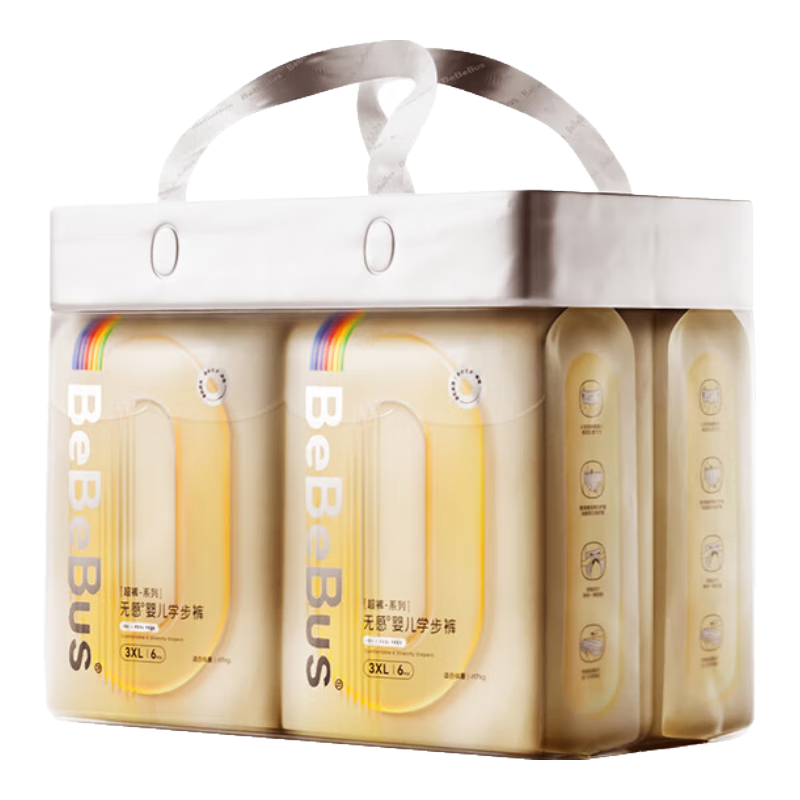 bebebus【超裤】拉拉学步裤新生婴儿宝宝L/XL/XXL安睡拉拉裤 3XL 24片 （＞17kg）【1提】