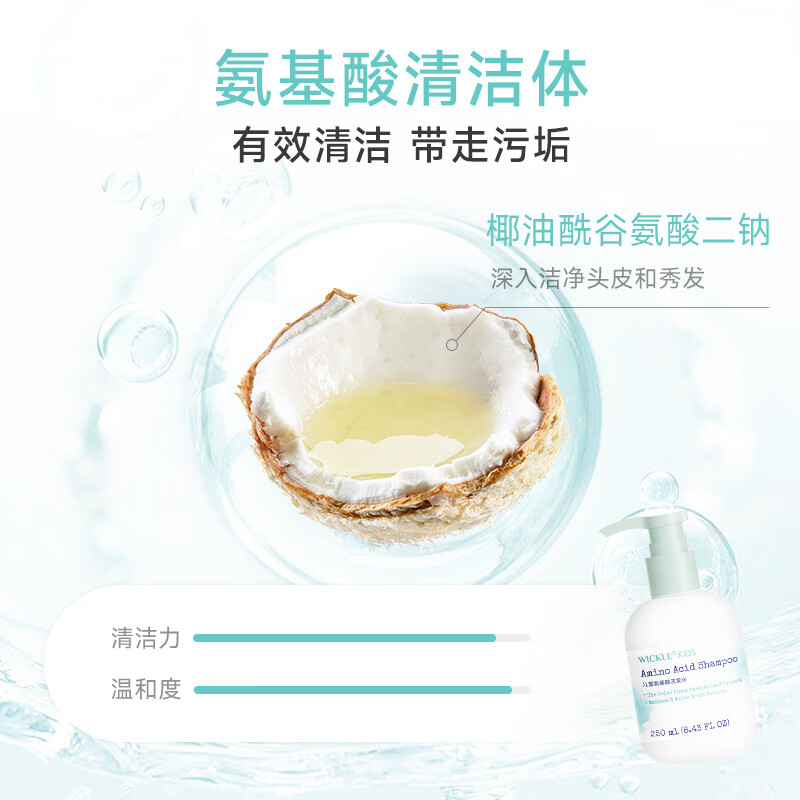 WICKLE儿童洗发水女孩宝宝专用顺滑洗发露男童中大童3岁+ 【樱花】2件更优惠-洗发水250ml*2