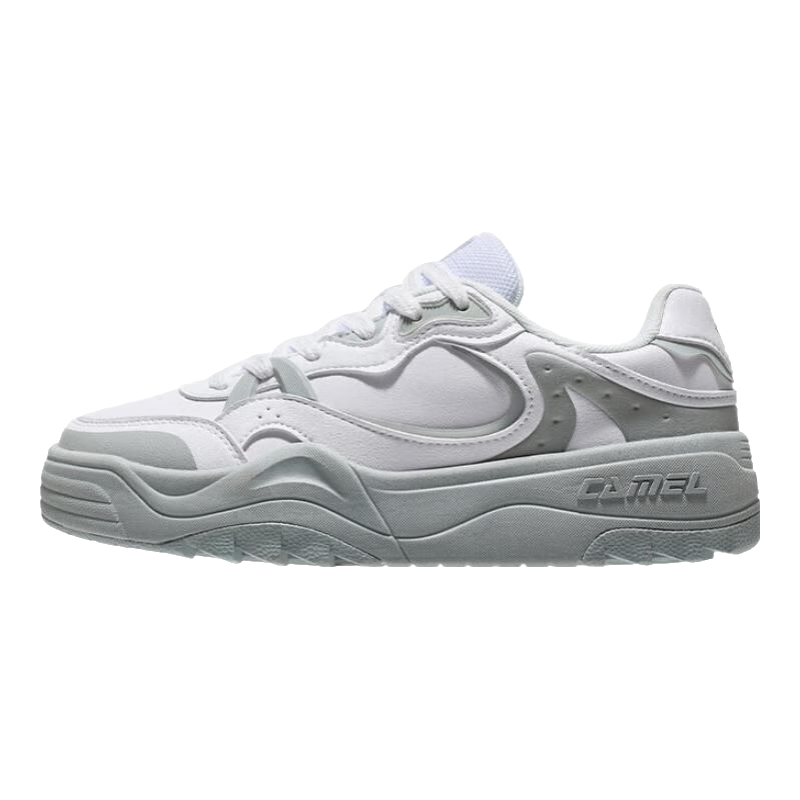 骆驼（CAMEL）山川板鞋女2025新款厚底增高休闲运动鞋百搭透气小白鞋防滑女鞋 7064，骆驼白/云灰，女 38