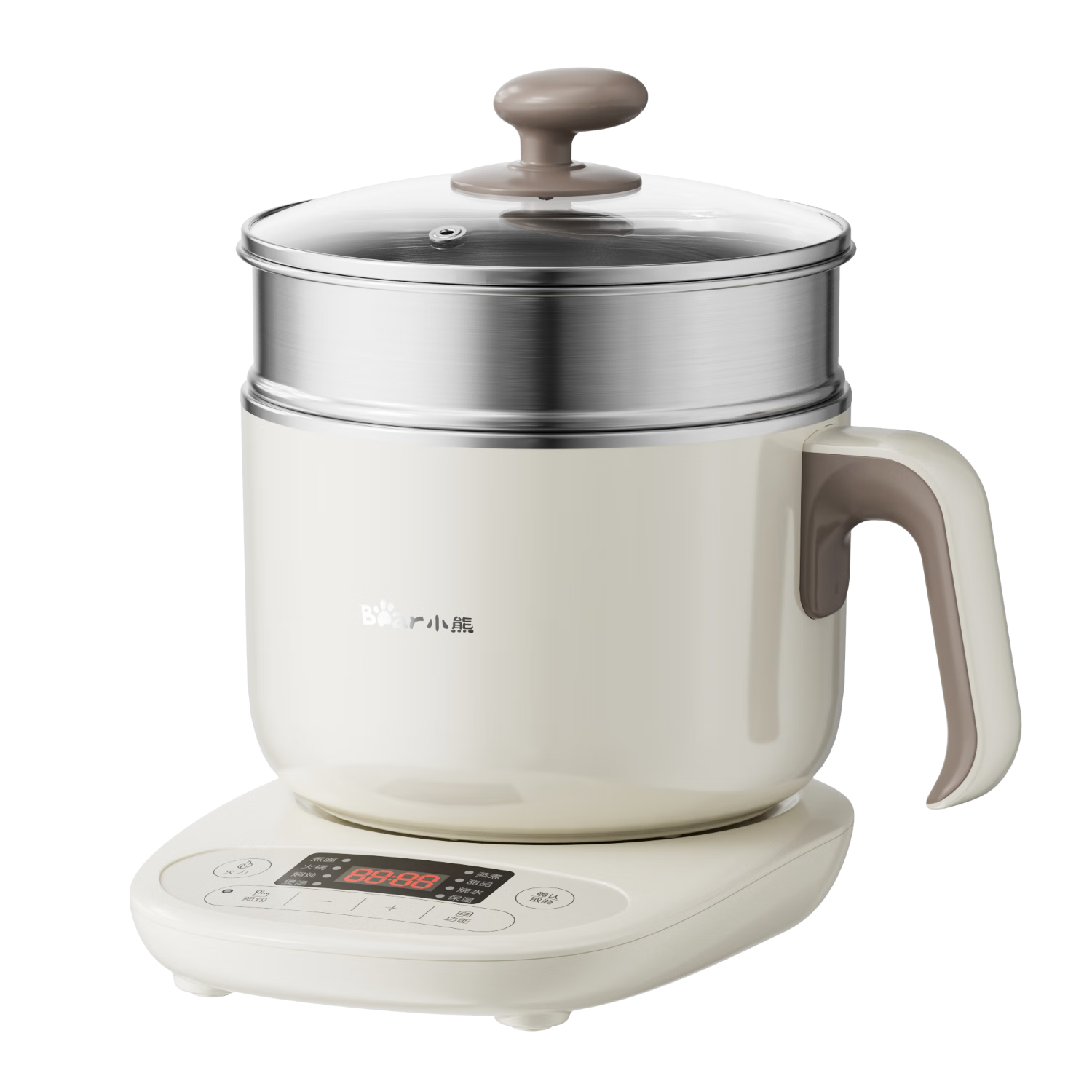 小熊（Bear）電煮鍋 電蒸鍋 小電鍋 宿舍多功能鍋 304不銹鋼 0涂層可預(yù)約保溫家用 蒸煮一體 DRG-C12N7 配蒸籠