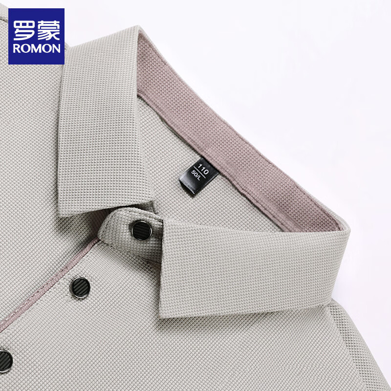 罗蒙（ROMON）短袖t恤男2026夏季新款翻领纯色半袖POLO领体恤衫父亲节爸爸男装 高级灰 XL