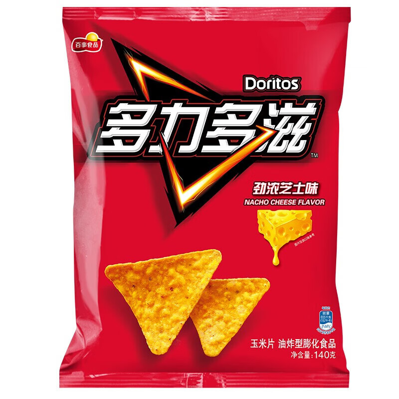 多力多滋doritos多力多滋玉米片140g烧烤味超浓芝士味薯片休闲大 劲浓芝士味140g