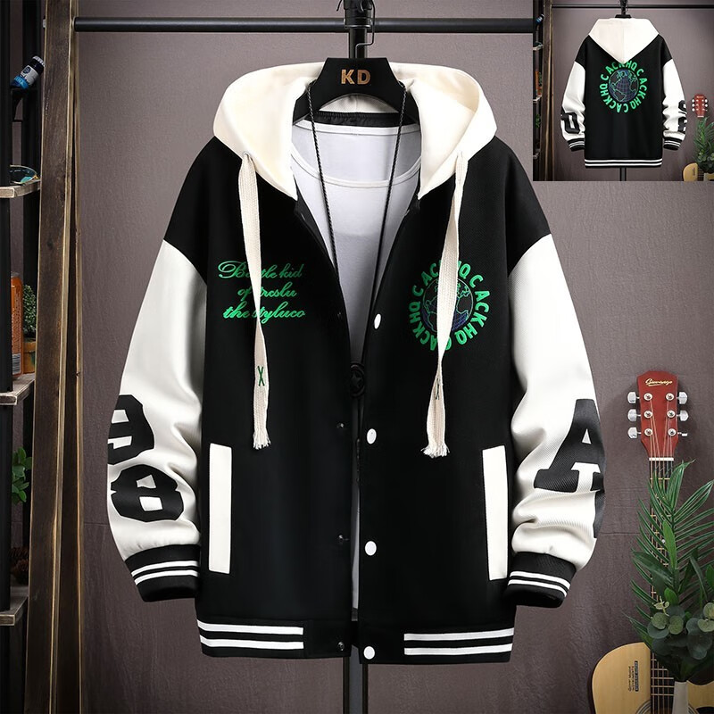 外套12岁男孩初中学生14加绒加厚15大童棒 jk611黑色(单件外套)春秋款