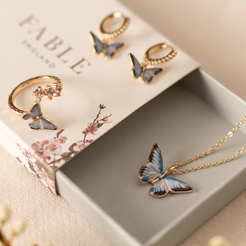 Fable【管乐同款】蓝蝴蝶珐琅彩项链女生小众高级感元旦生日礼物气质 蓝蝴蝶珐琅彩项链 一条