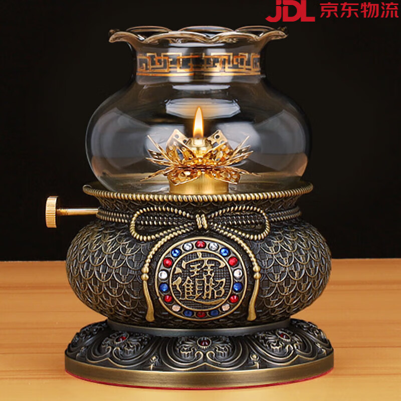 【新品】純銅仿古財神燈環(huán)保無煙液體酥油燈燈盞大號供佛油燈供關(guān) 小號(一盞)