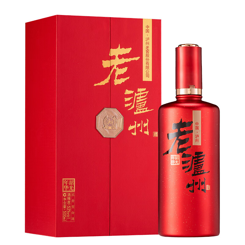 泸州老窖老泸州韶光年华52度浓香型高度纯粮食白酒整箱高端礼盒中秋送礼 52度 500mL 6瓶 红