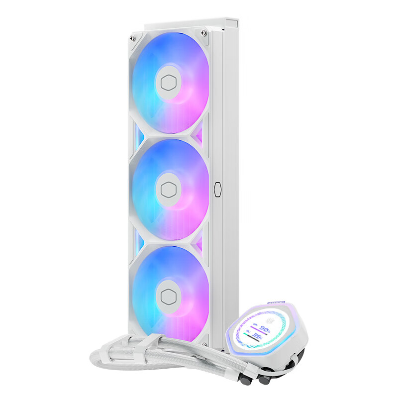 酷冷至尊G360龙影2代 CPU水冷散热器 ATMOS2超薄冷头/带屏可选/加长水冷管/SICKLEFLOE EDGE 360联体风扇 G360龙影2代 LCD版白色