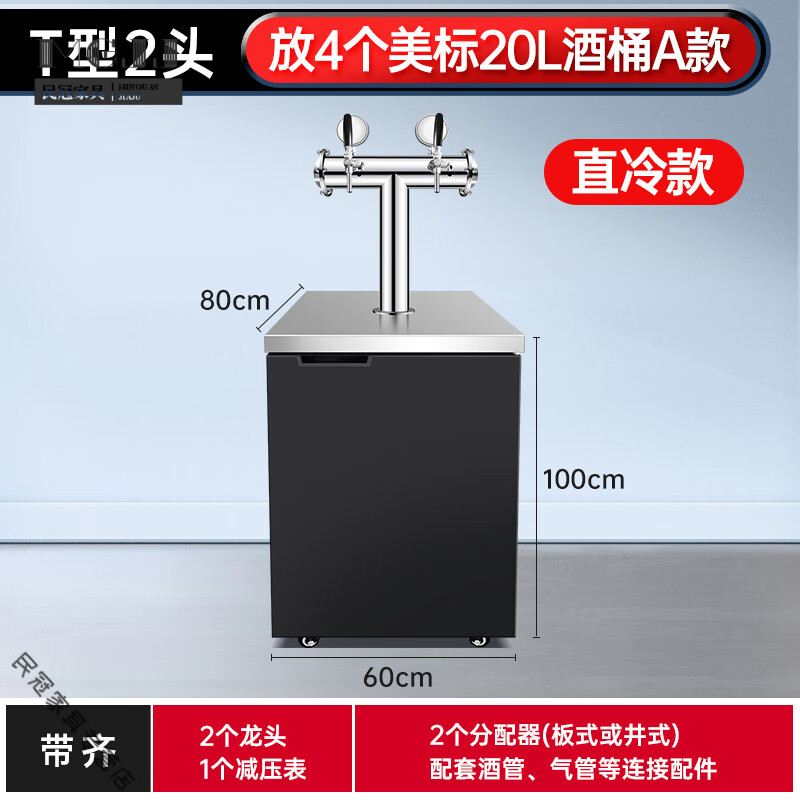 何佳功德国进口品质喜力胶囊啤酒机商用啤酒机扎啤机冷藏生啤机鲜啤打酒 T型2头-放4个美标20.升酒桶A款