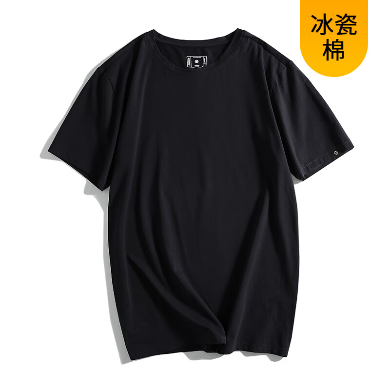 准者运动t恤夏健身跑步篮球运动休闲圆领纯色空白短袖情侣装男女 黑色 L 180