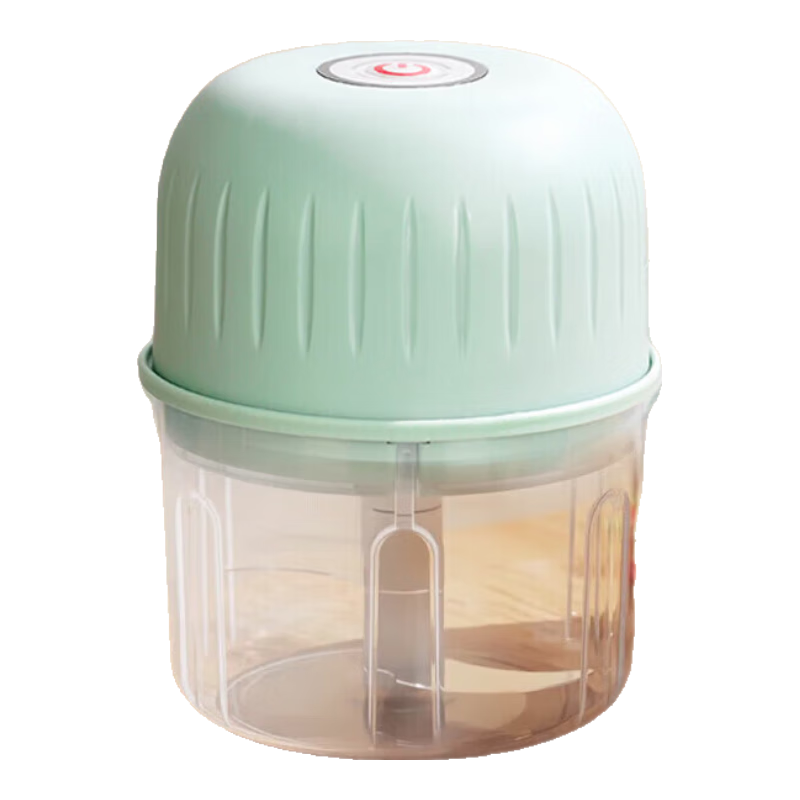 绞肉机小型打蒜器家用绞蒜切蒜器多功能辅食料理机电动蒜泥神器蒜蓉机自动切菜机压蒜器 浅绿色 2页刀 0.26L