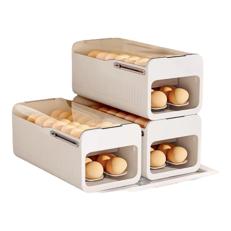 家の物語（KATEI STORY）日本雞蛋收納盒滾動(dòng)冰箱用食品級(jí)保鮮盒滑梯式裝蛋神器抽屜放置架