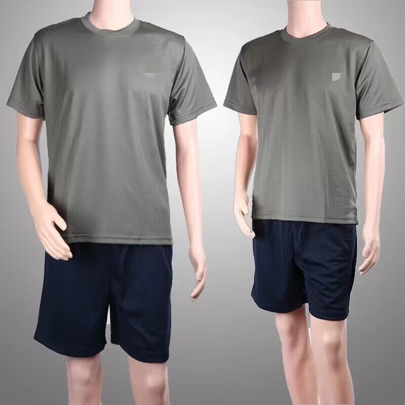 軍迷用品夏季體能服訓練跑步反光短袖作訓服圓領(lǐng)衫夏季速干軍迷T恤短袖特種兵戰(zhàn)術(shù)服裝 體能套裝(短袖＋短褲 180-185100