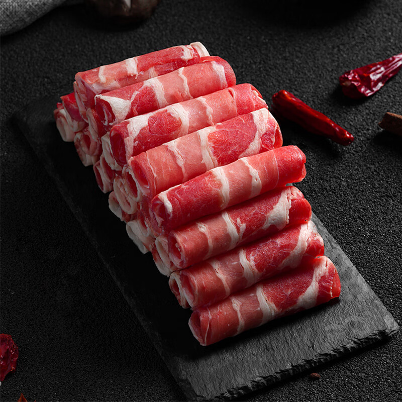 1号会员店 澳洲原切牛肉卷 肥牛卷 火锅食材 烧烤食材 牛肉生鲜 净重2斤