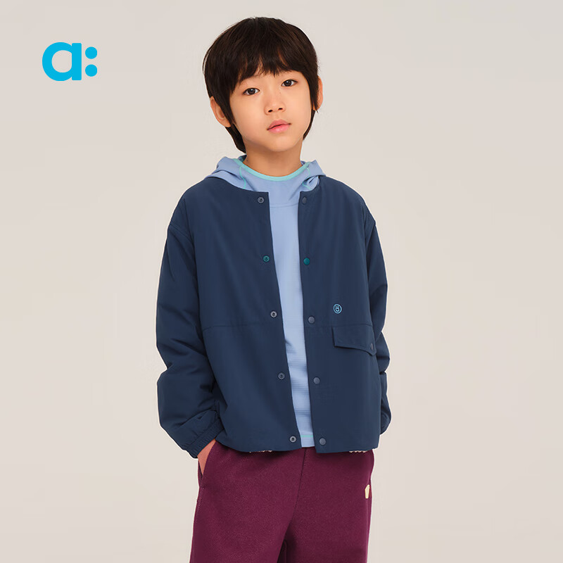 幼岚（ALLBLU）allblu幼岚【轻便抓绒无领外套/马甲】儿童外套男女童25秋新款A类 徽章蓝 130 cm