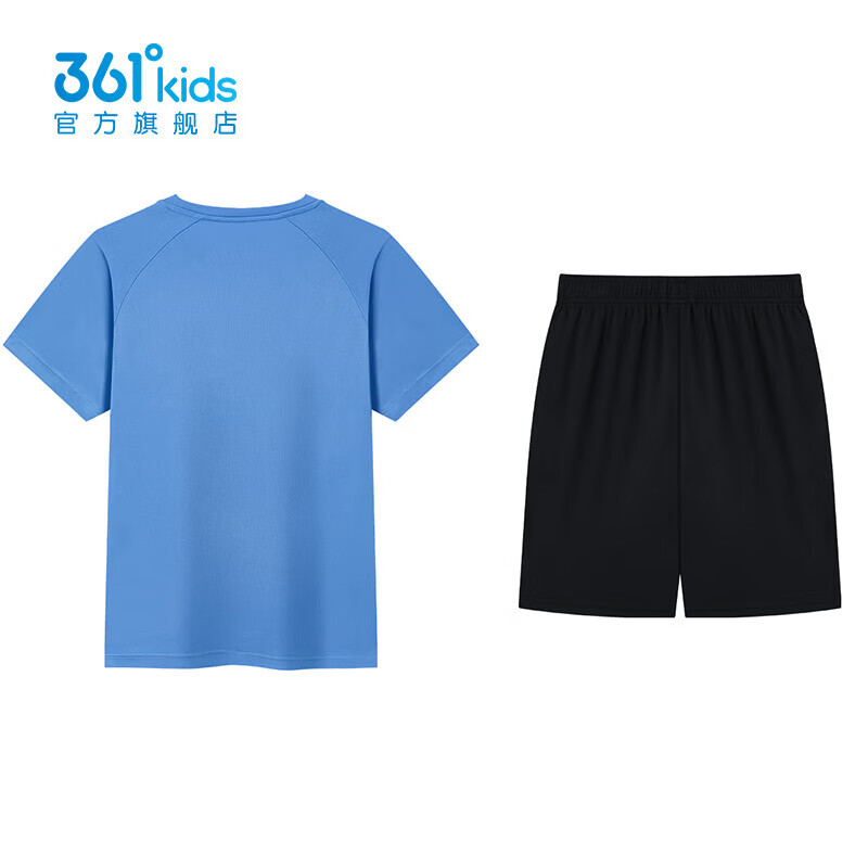 361°童装男童运动足球套装年夏季新款中大童套装 马瑞蓝/经典黑 175