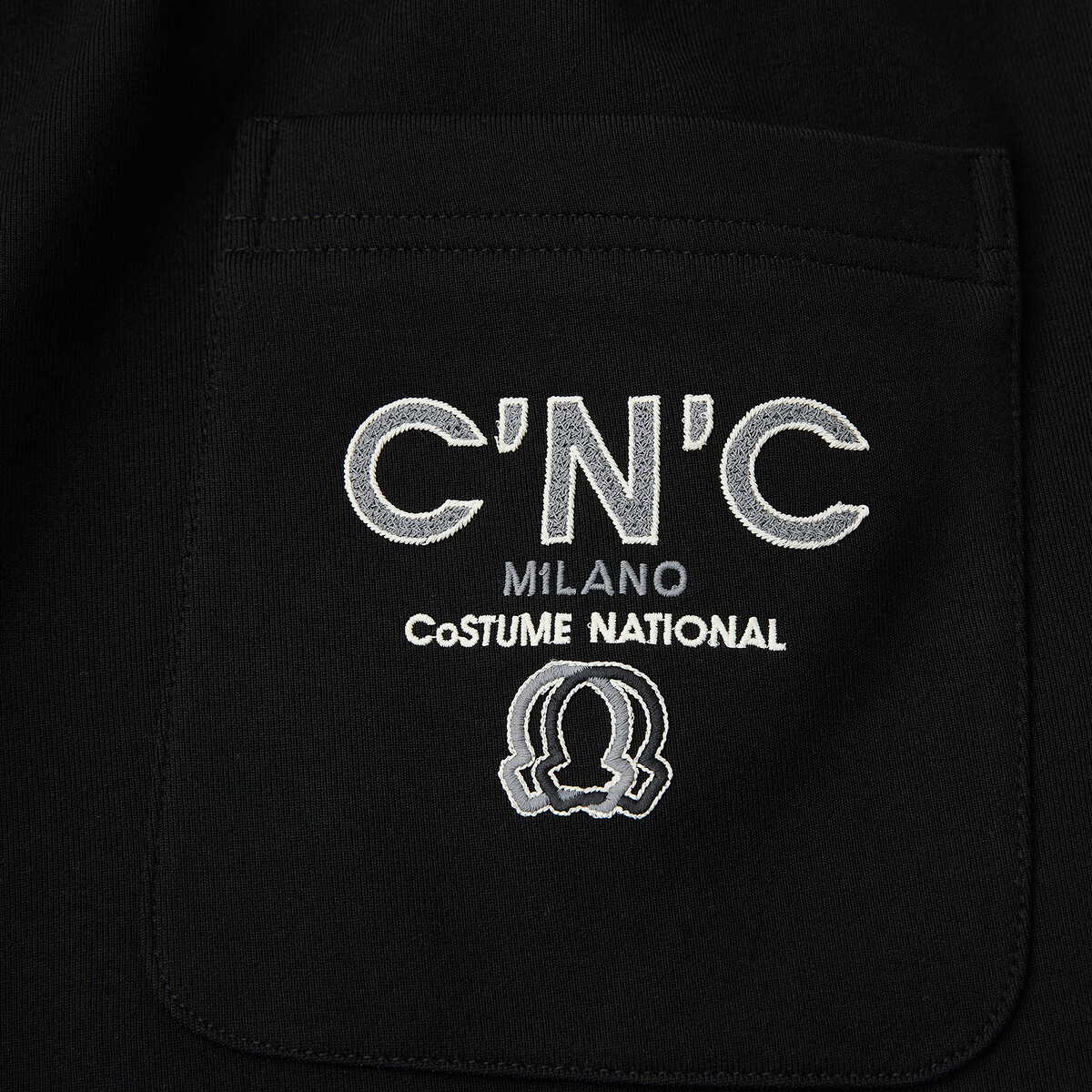 C'N'C【奢侈品衣服】CNC25新款磨毛束脚休闲裤男刺绣logo束脚长裤 黑色 36 (180/92A)
