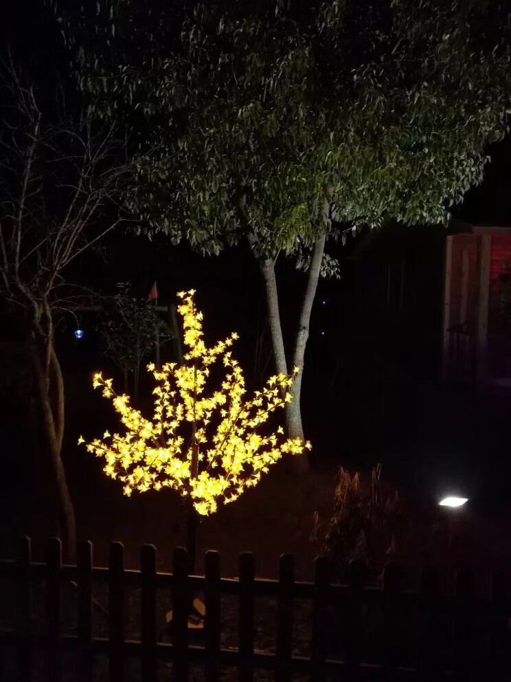 溥畔led發(fā)光樹燈仿真櫻花樹燈景觀庭院燈花園坪燈戶外防水裝飾彩燈 總高1.5米480燈黃光