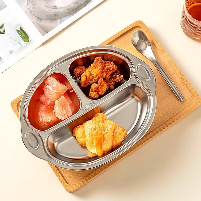 onlycook【孙俪同款】儿童宝宝餐盘吸盘式316L不锈钢分餐盘饭盘餐具—黄