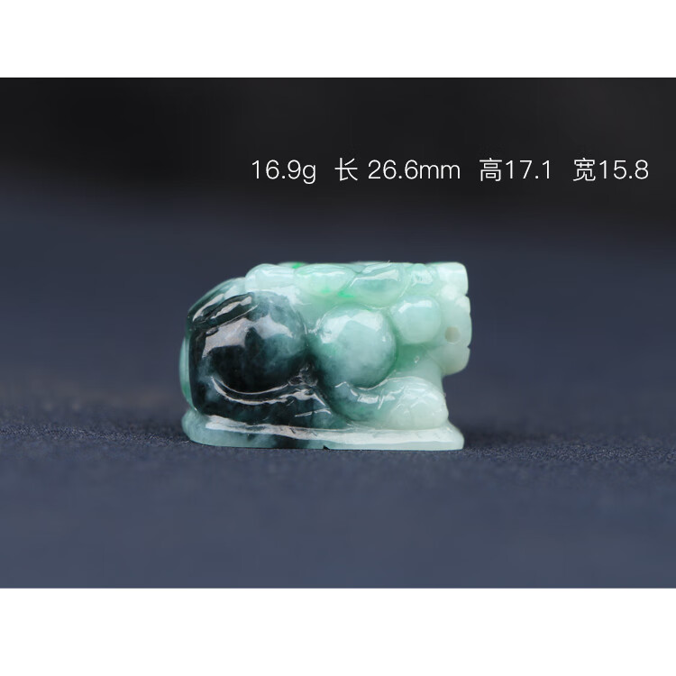 梵峙缅甸翡翠乌鸡种飘绿带色手工貔貅玉石吊坠挂件手牌 默认
