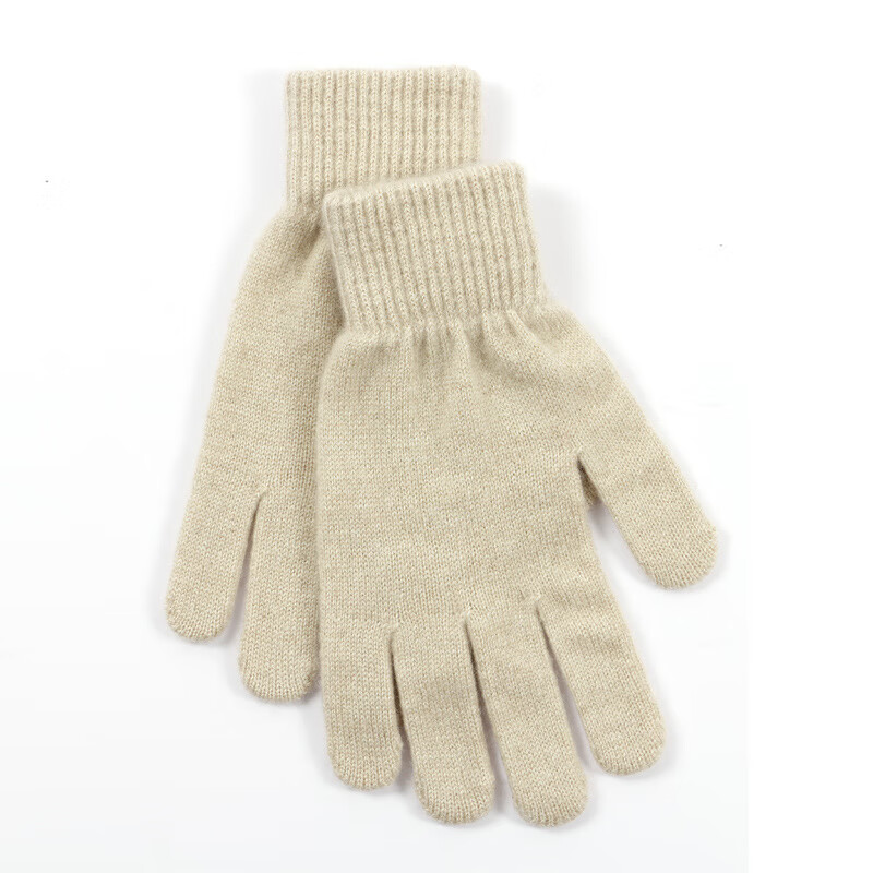 【厂家直发】鄂尔多斯市产男女同款五指头羊毛手套分指学生情侣毛 五指手套米色 双 京东折扣/优惠券