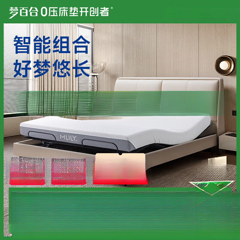 医用级正品压智能床M6电动床多功能可升降卧室真皮软床 梦百合0压智能床M6+梦悠床垫 1500mm*2000mm