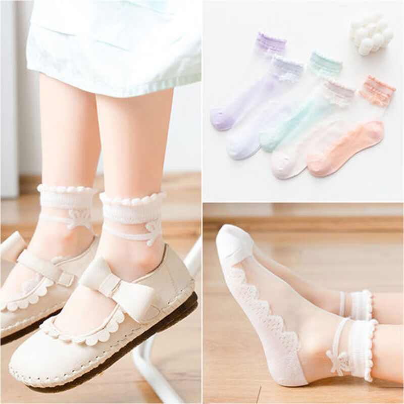 友榕 适合1-16岁小女孩子夏天穿的甜美儿童袜子夏季款宝宝冰丝女童