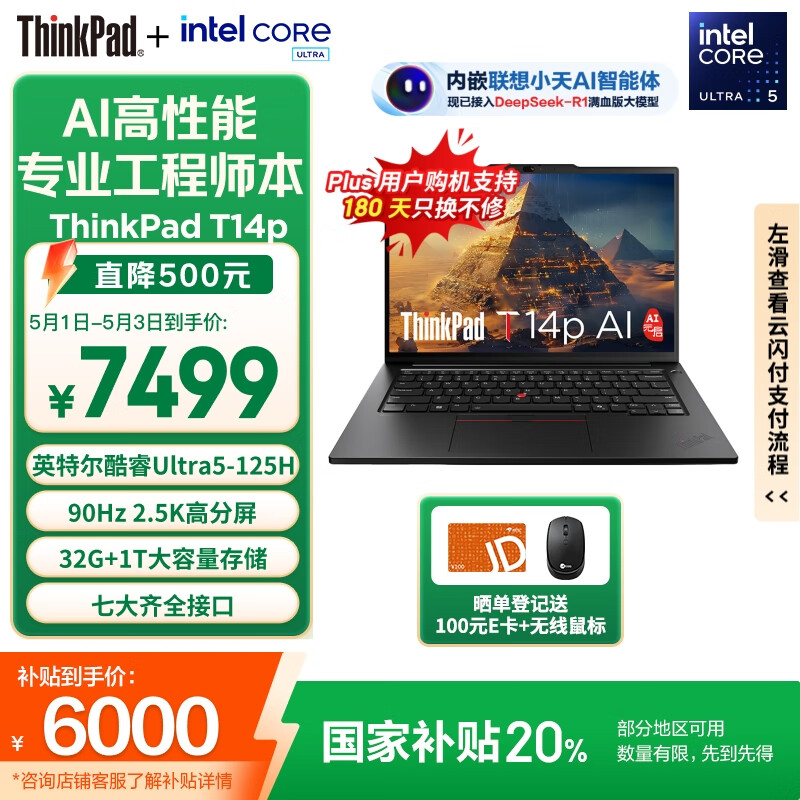 thinkpad/ThinkPad ThinkPad T14p �ʼǱ����� Ultra 5-125H 32GB 1TB