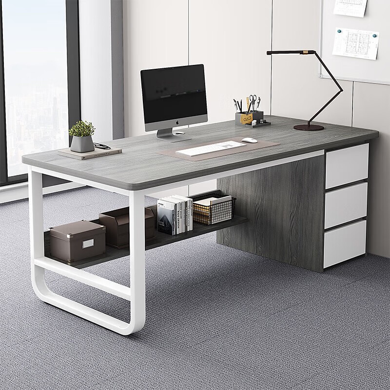 人文成家辦公室辦公桌簡約現(xiàn)代電腦桌臺式工作臺職員雙人桌工位老 單人位莫蘭迪灰色 120*50*74cm
