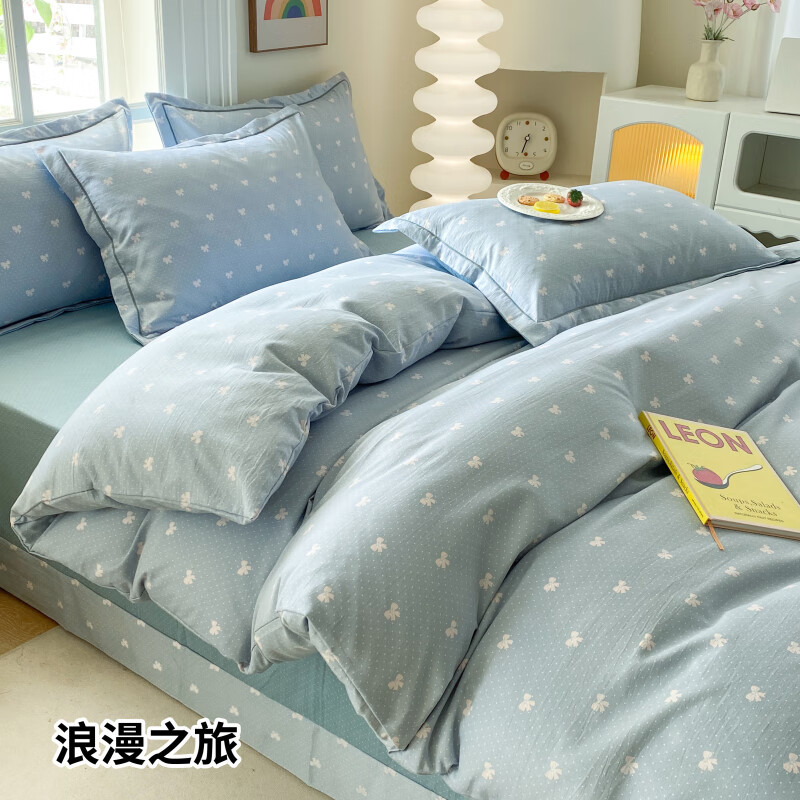 猫人床上四件套全棉纯棉2025新款印花精梳棉床单被套宿舍三件套床品 浪漫之旅【全棉面料 舒适亲肤】 1.5/1.8m床 床单款 （被套200*230cm）