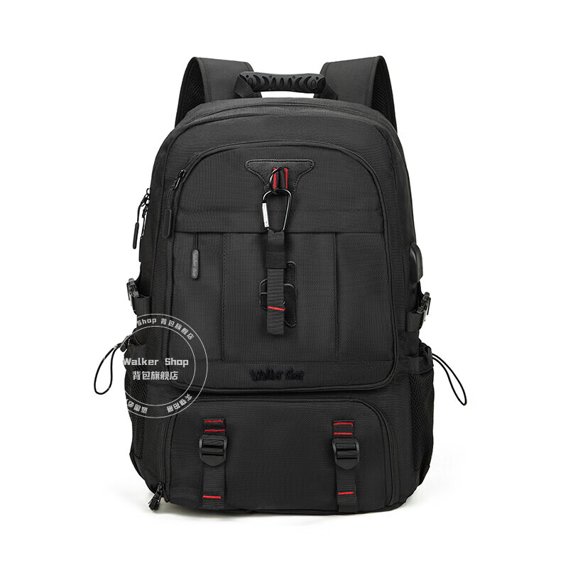 Walker Shop【520礼物】双肩包男尼龙户外旅行出差背包大容量行李包男 黑色80L(独立鞋仓) 升级版